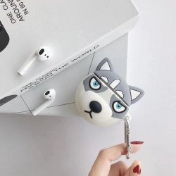 Cute Design Cartoon Silicone Cover Skin for Airpod (1 / 2) Charging Case (Husky Gray)